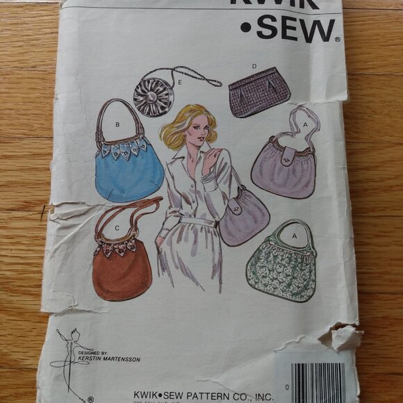 Vintage 70s Purse Sewing Pattern UNCUT Kwik Sew 1001 Shoulder Bags - Picture 2 of 9
